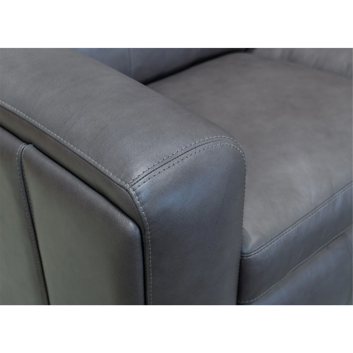 WYATT GUNMETAL SOFA W/ POWER HEADREST & LUMBAR