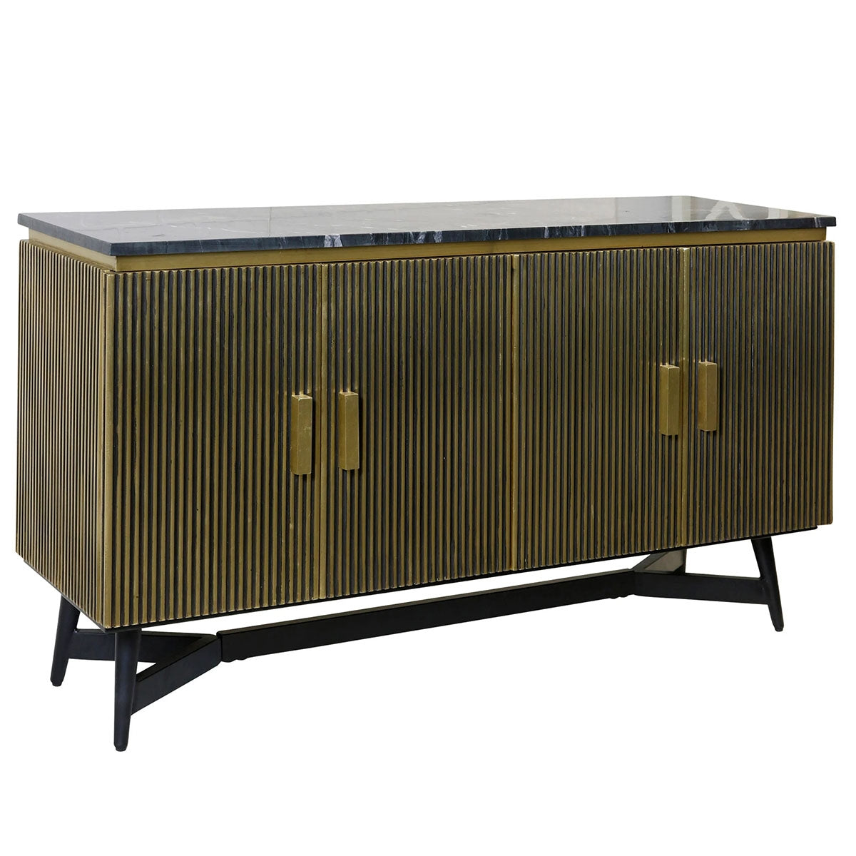 BLACK & GOLD MARBLE TOP SIDEBOARD