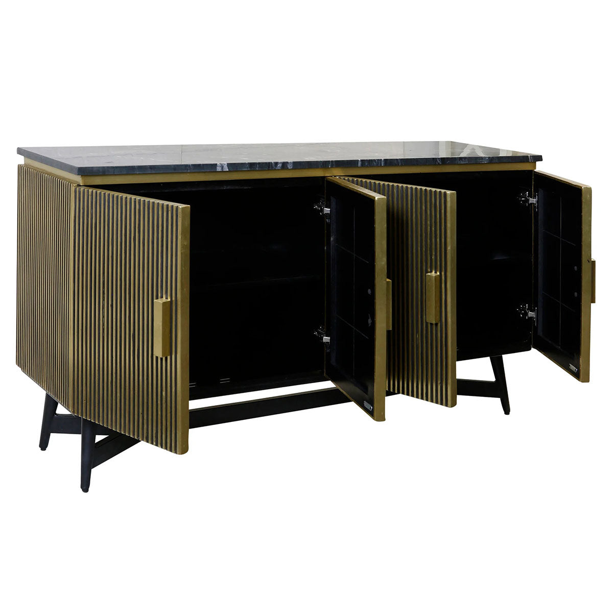 BLACK & GOLD MARBLE TOP SIDEBOARD
