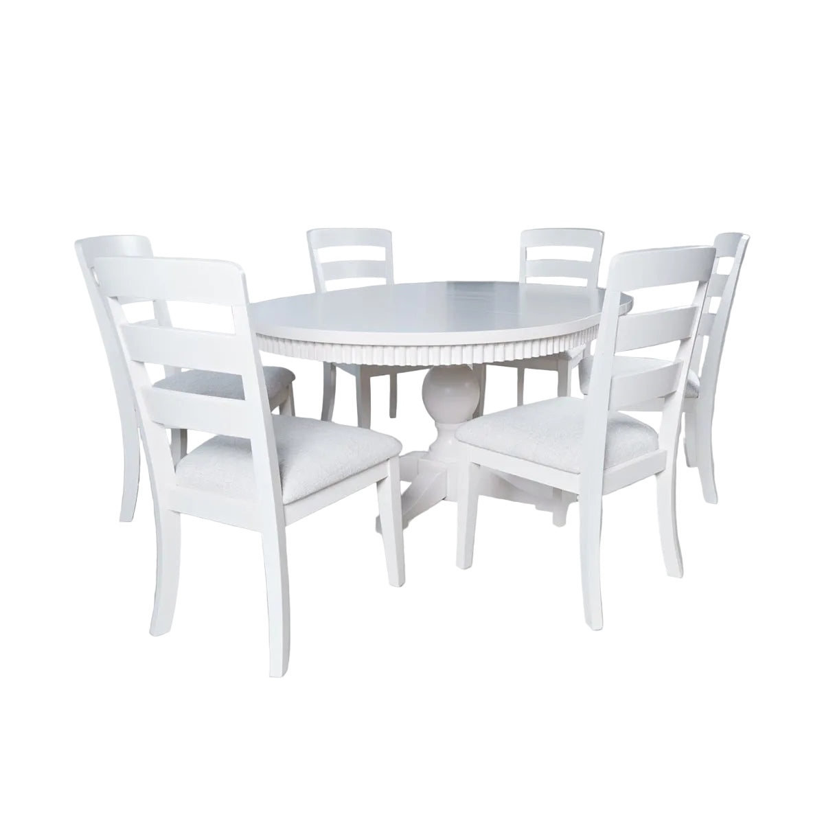 WESTPORT WHITE 48" ROUND 5 PIECE DINING SET