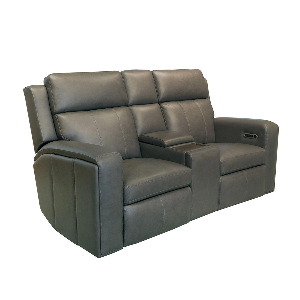 WYATT GUNMETAL LOVE CONSOLE W/ POWER HEADREST & LUMBAR