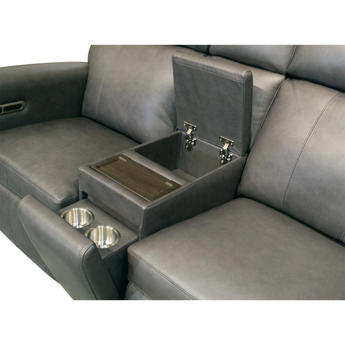 WYATT GUNMETAL LOVE CONSOLE W/ POWER HEADREST & LUMBAR