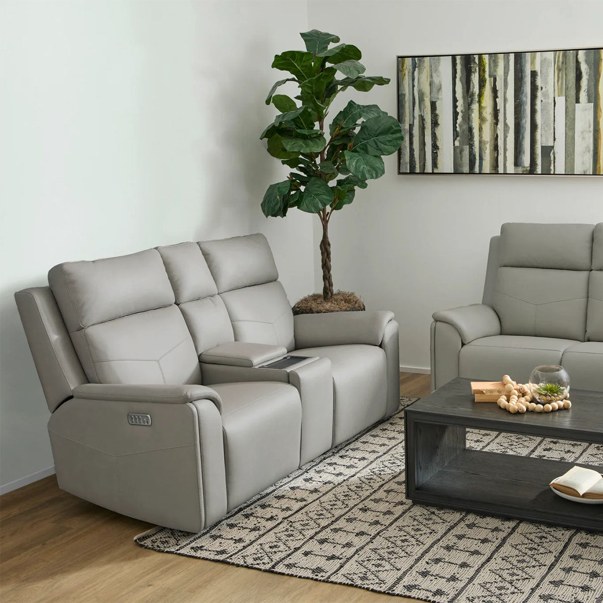 VERNON DOVE LOVESEAT W/ CONSOLE, POWER HEADREST, LUMBAR, HEAT & MASSAGE