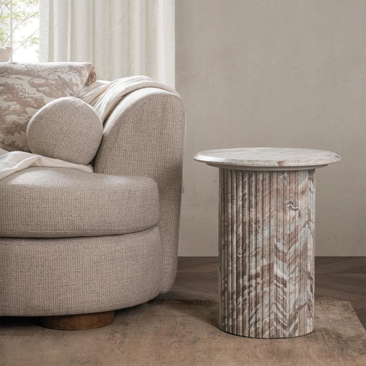 NORDENS MARBLE ROUND END TABLE