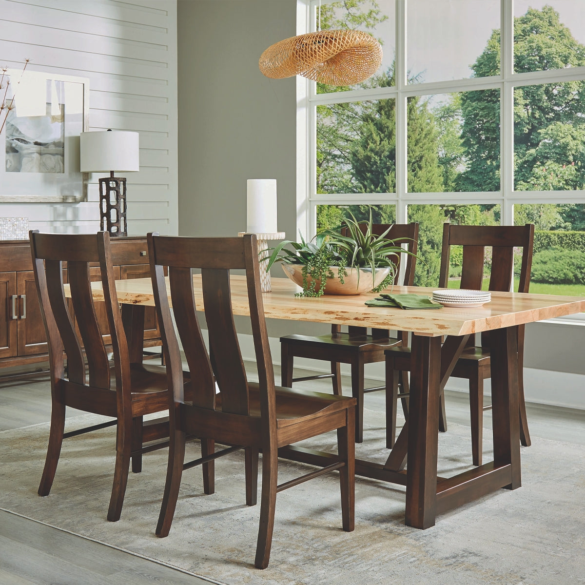 84" LIVE EDGE MAPLE 5PC DINING