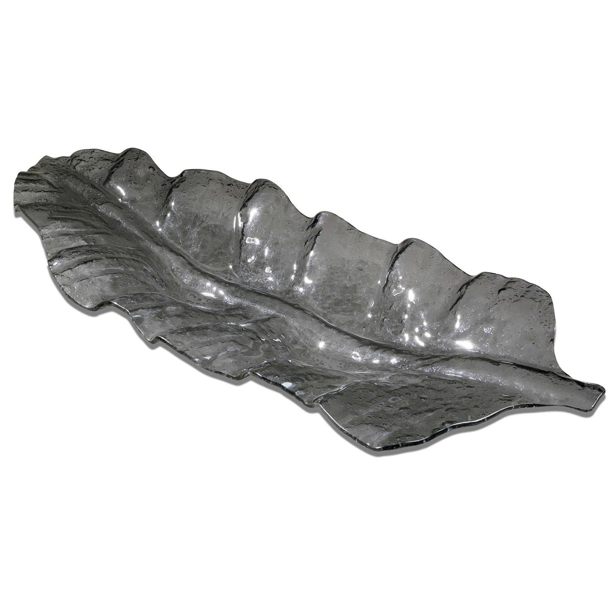 Smoked Glass Leaf Tray