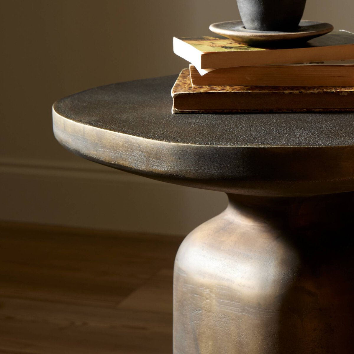 ODESSA END TABLE IN AGED BRASS