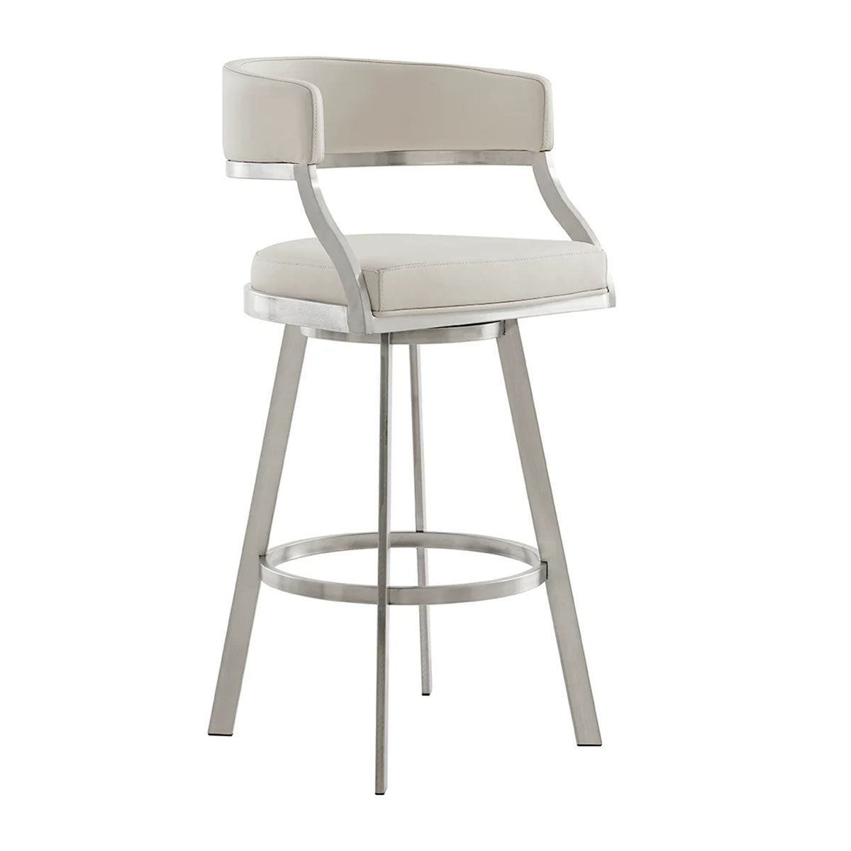 SATURN CREAM LEATHER & STEEL SWIVEL COUNTER STOOL