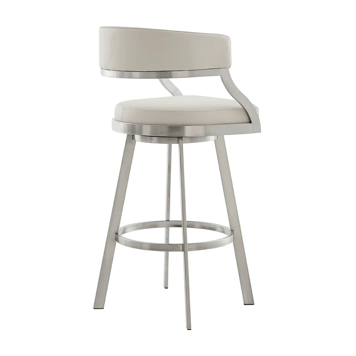 SATURN CREAM LEATHER & STEEL SWIVEL COUNTER STOOL