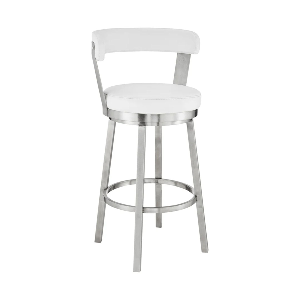 BRYANT FAUX WHITE LEATHER & STEEL COUNTER STOOL