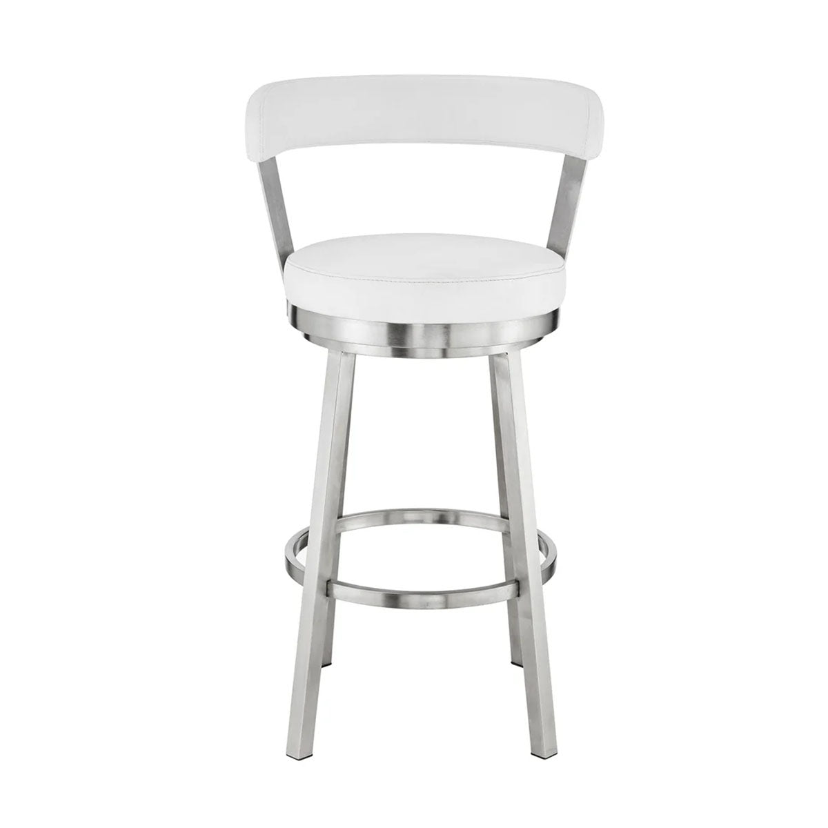BRYANT FAUX WHITE LEATHER & STEEL COUNTER STOOL