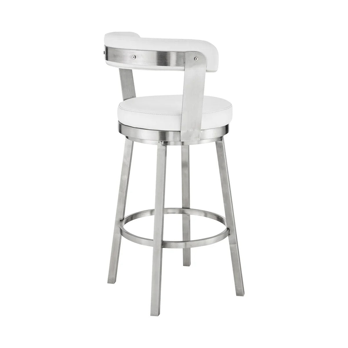 BRYANT FAUX WHITE LEATHER & STEEL COUNTER STOOL