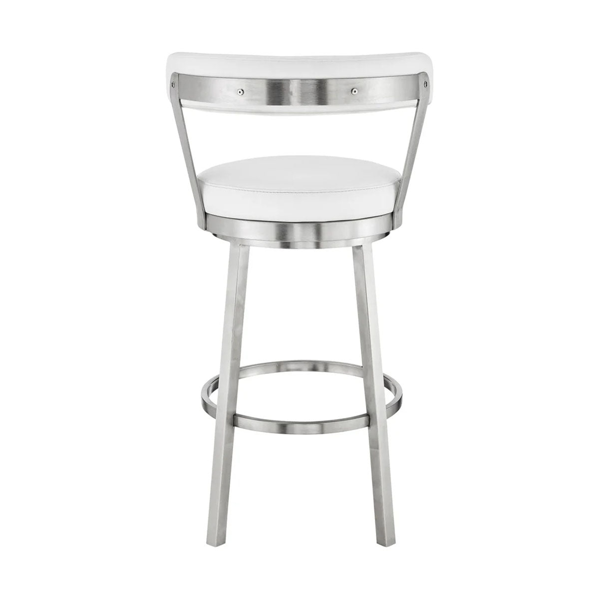 BRYANT FAUX WHITE LEATHER & STEEL COUNTER STOOL
