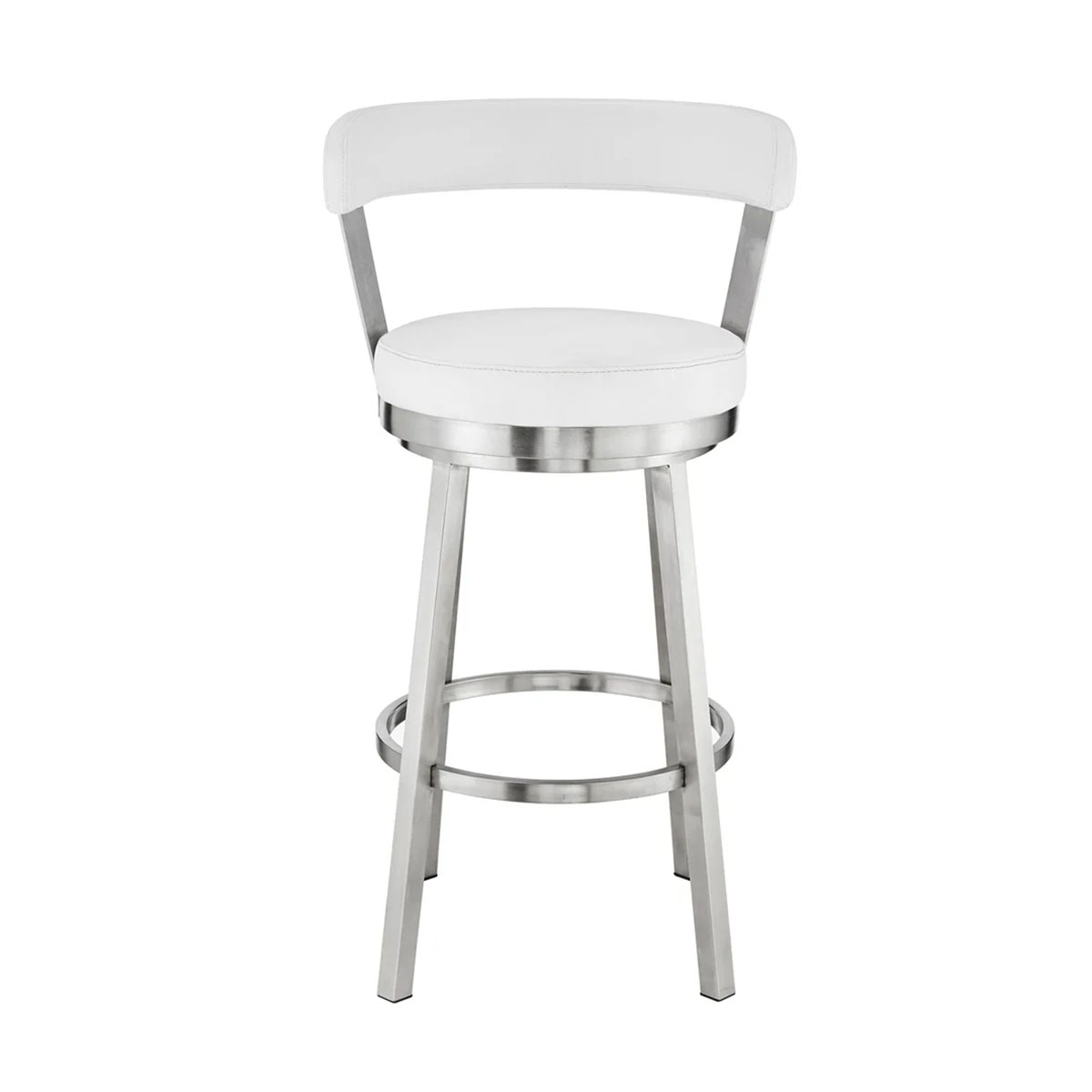BRYANT FAUX WHITE LEATHER & STEEL BAR STOOL