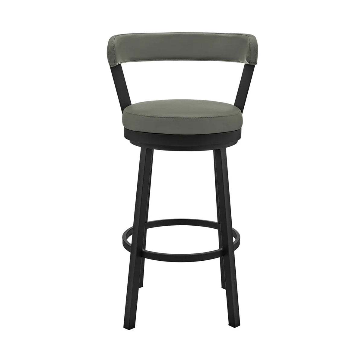 BRYANT FAUX GREY LEATHER & BLACK STEEL BAR STOOL