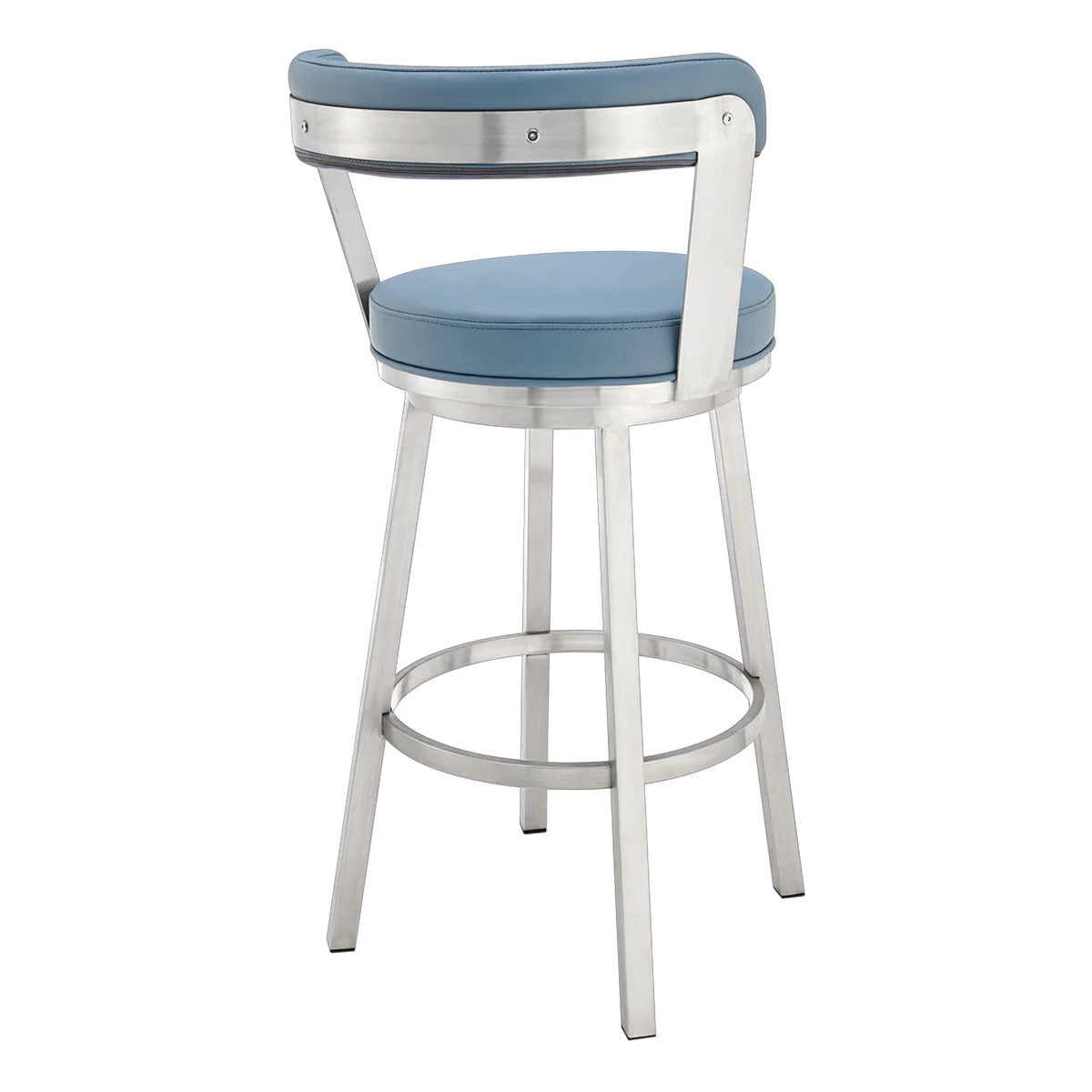 BRYANT BLUE LEATHER & STEEL BAR STOOL