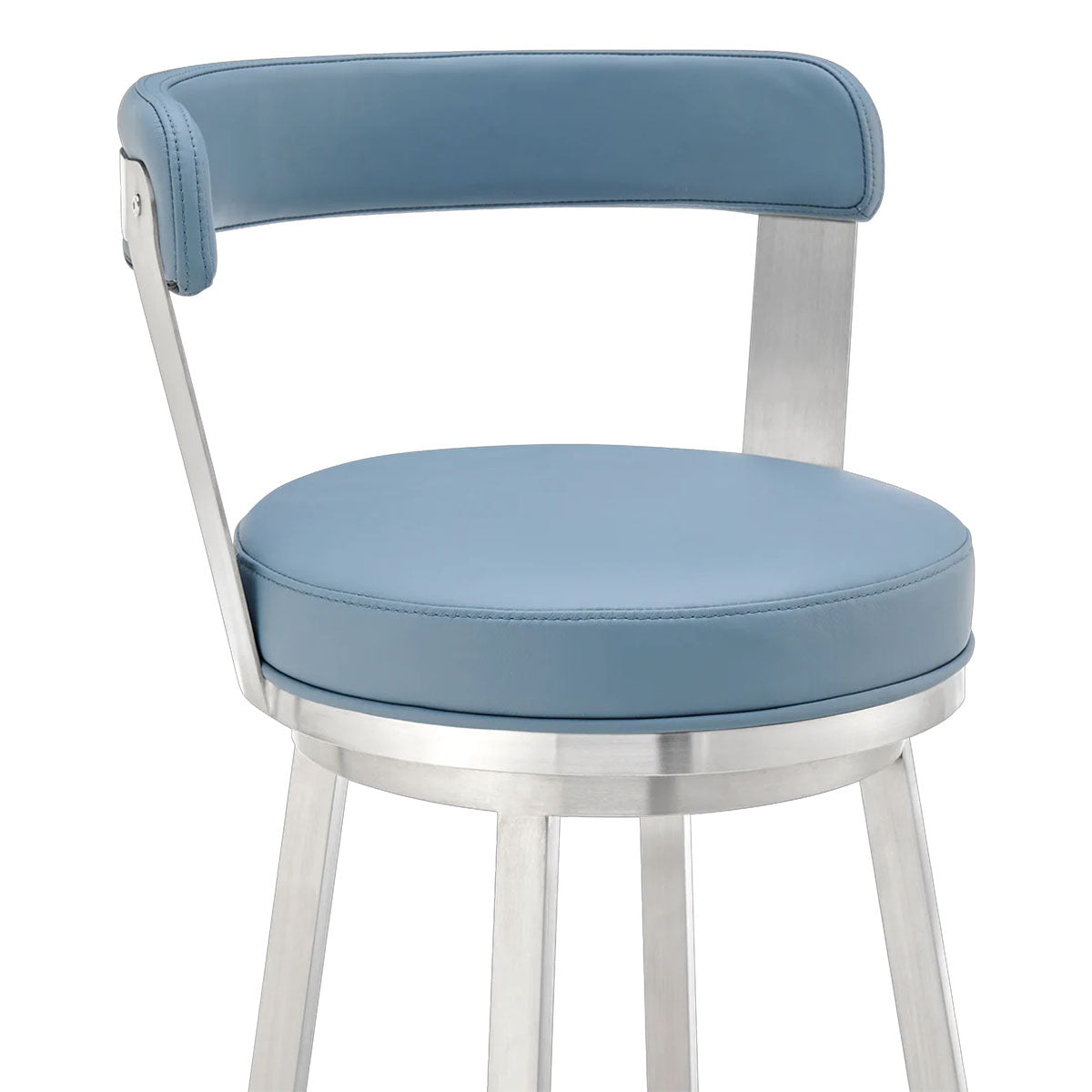 BRYANT BLUE LEATHER & STEEL BAR STOOL