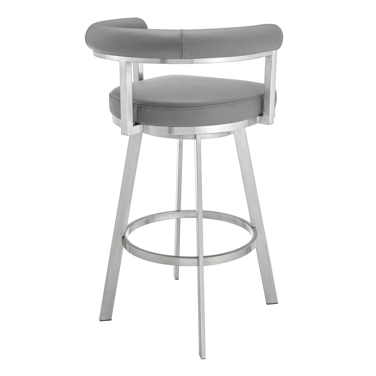 MAGNOLIA GREY LEATHER & STEEL BAR STOOL