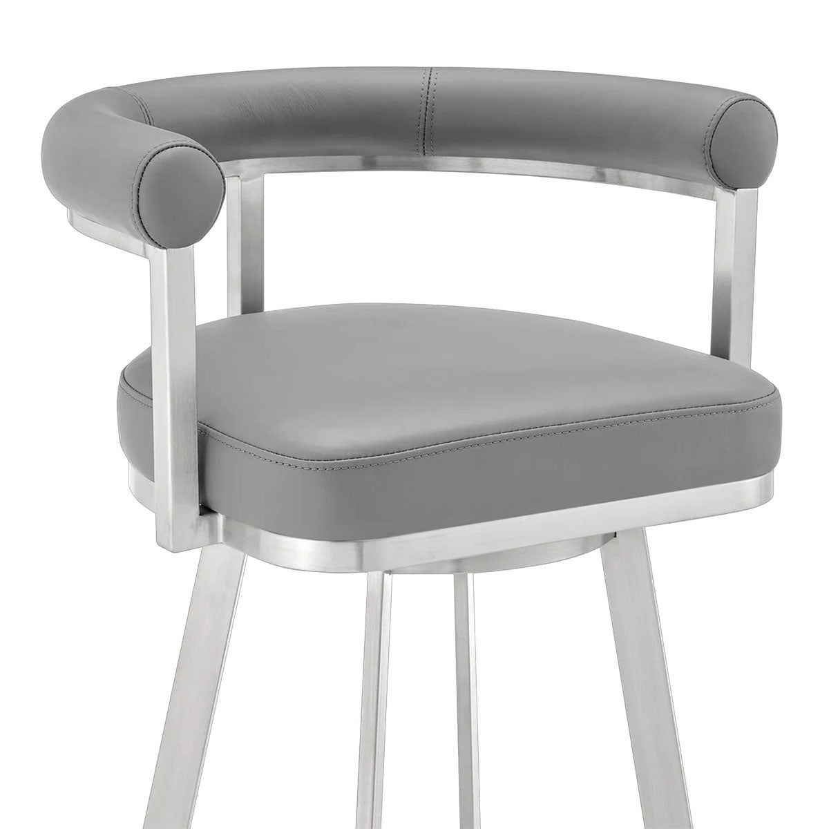 MAGNOLIA GREY LEATHER & STEEL BAR STOOL