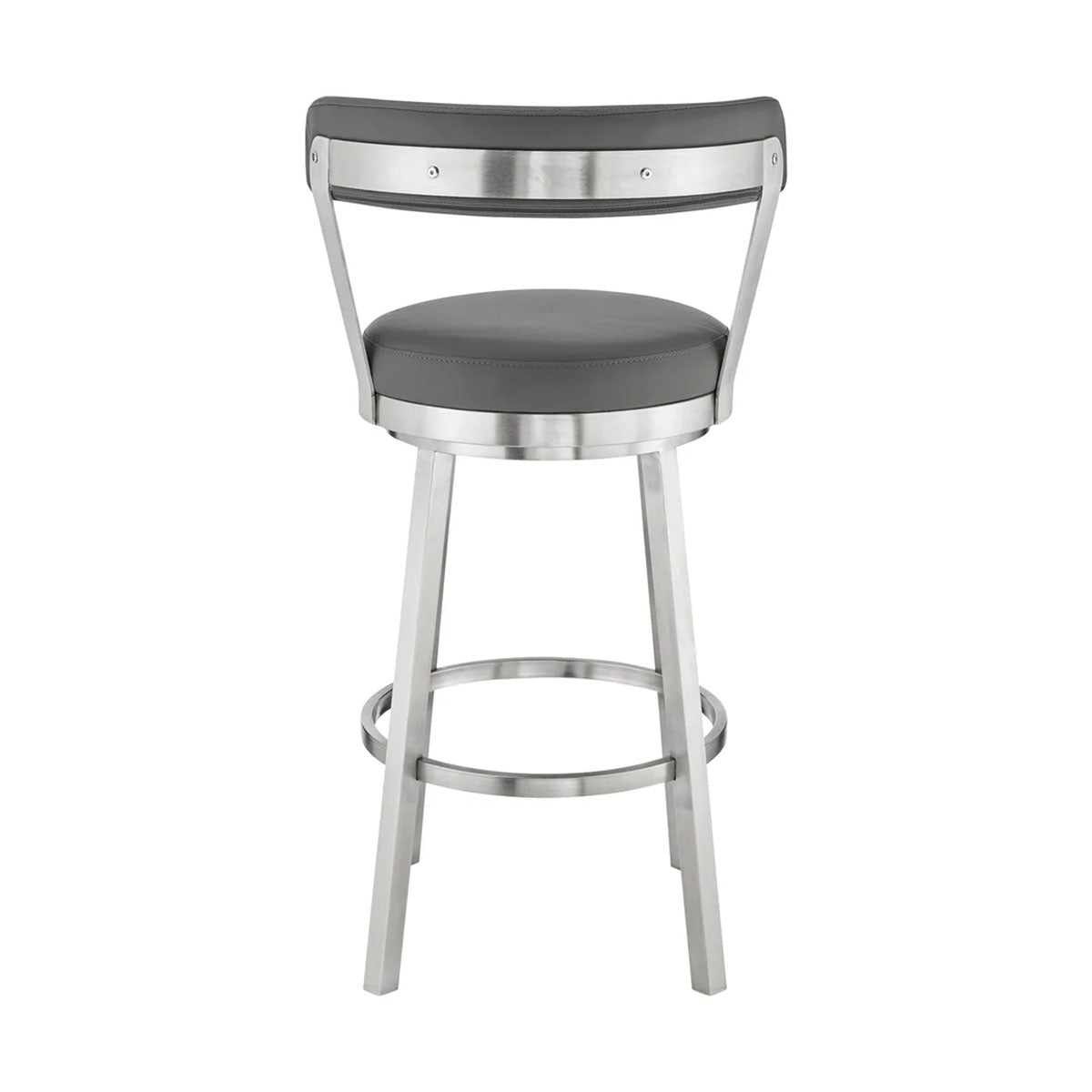 BRYANT FAUX GREY LEATHER & STEEL COUNTER STOOL