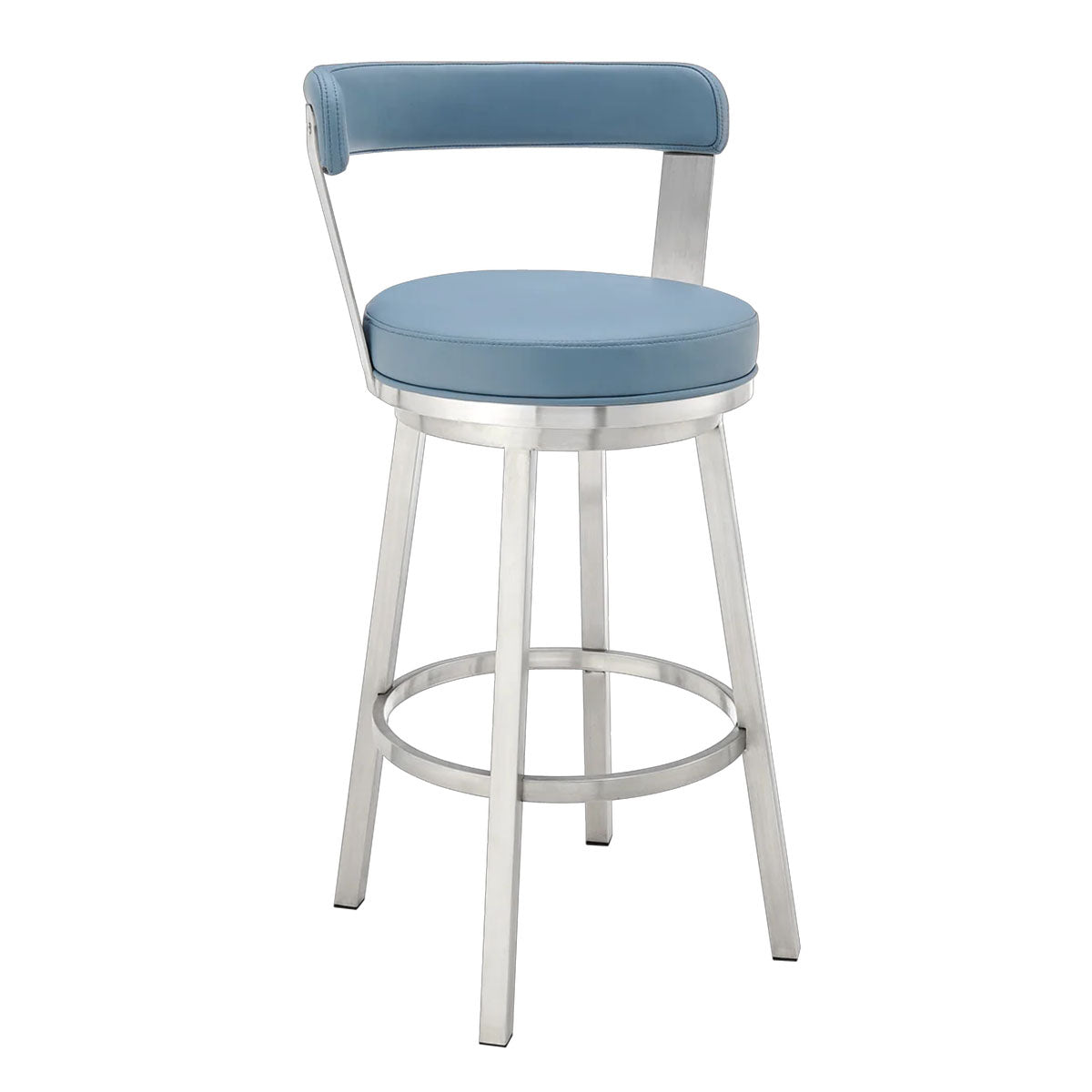 BRYANT BLUE LEATHER & STEEL COUNTER STOOL