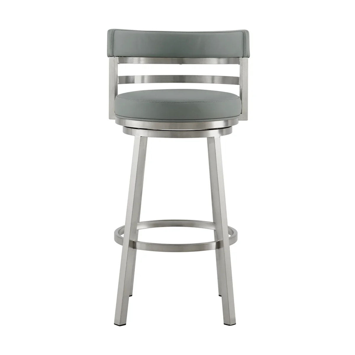 MADRID GREY LEATHER & STEEL COUNTER STOOL