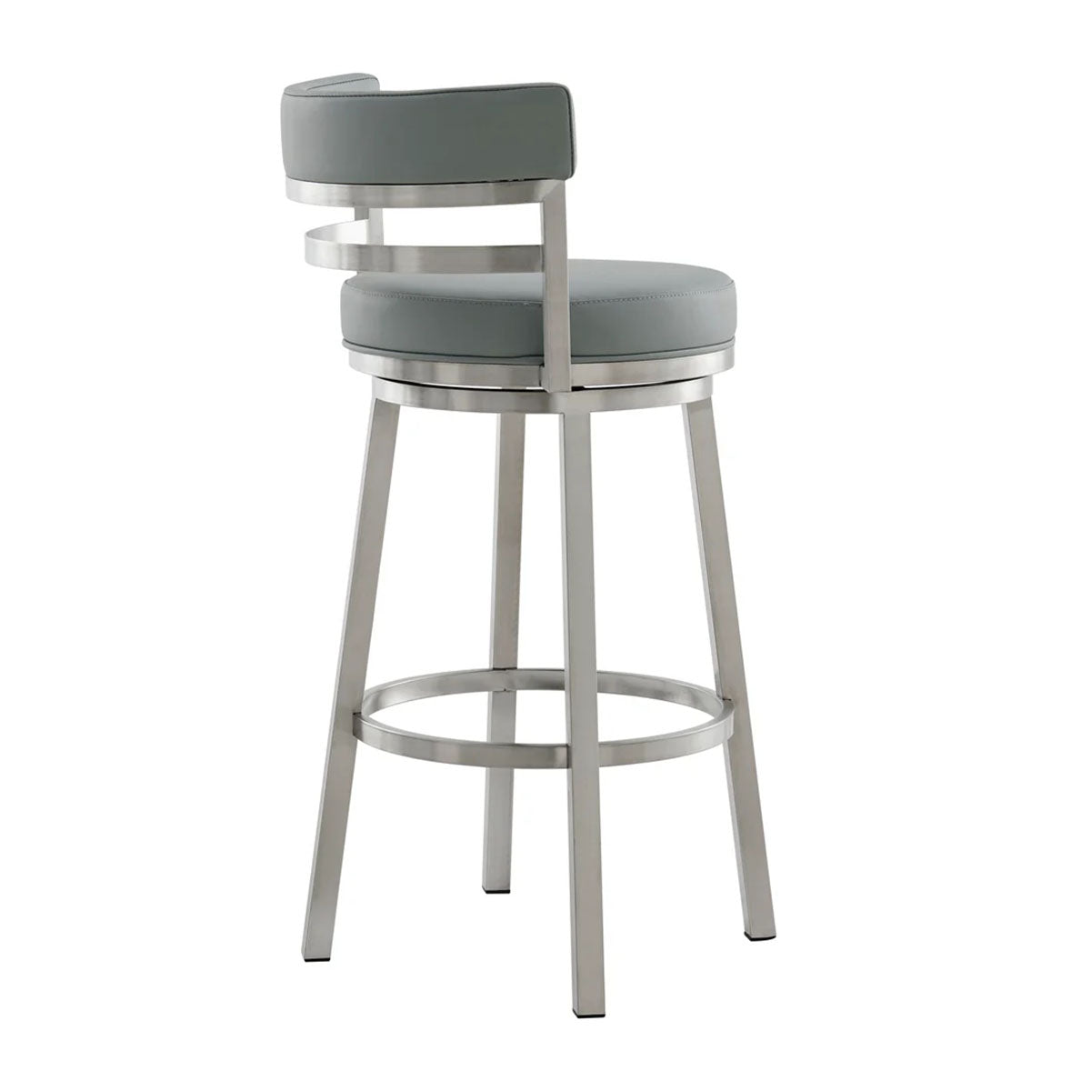 MADRID GREY LEATHER & STEEL COUNTER STOOL