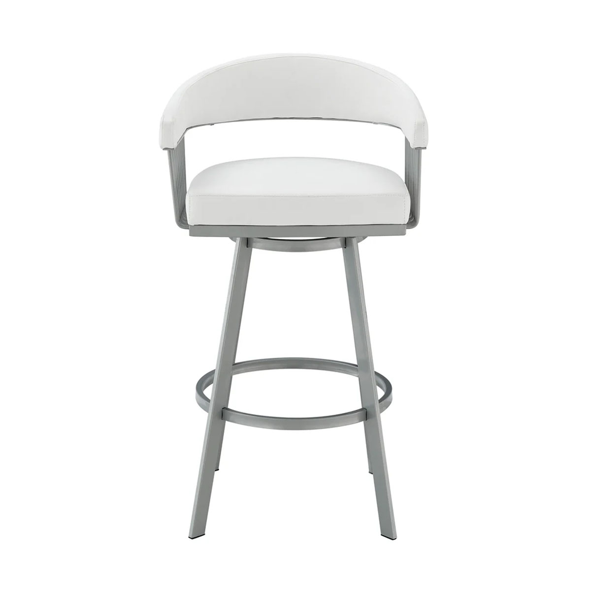 CHELSEA WHITE LEATHER & STEEL COUNTER STOOL