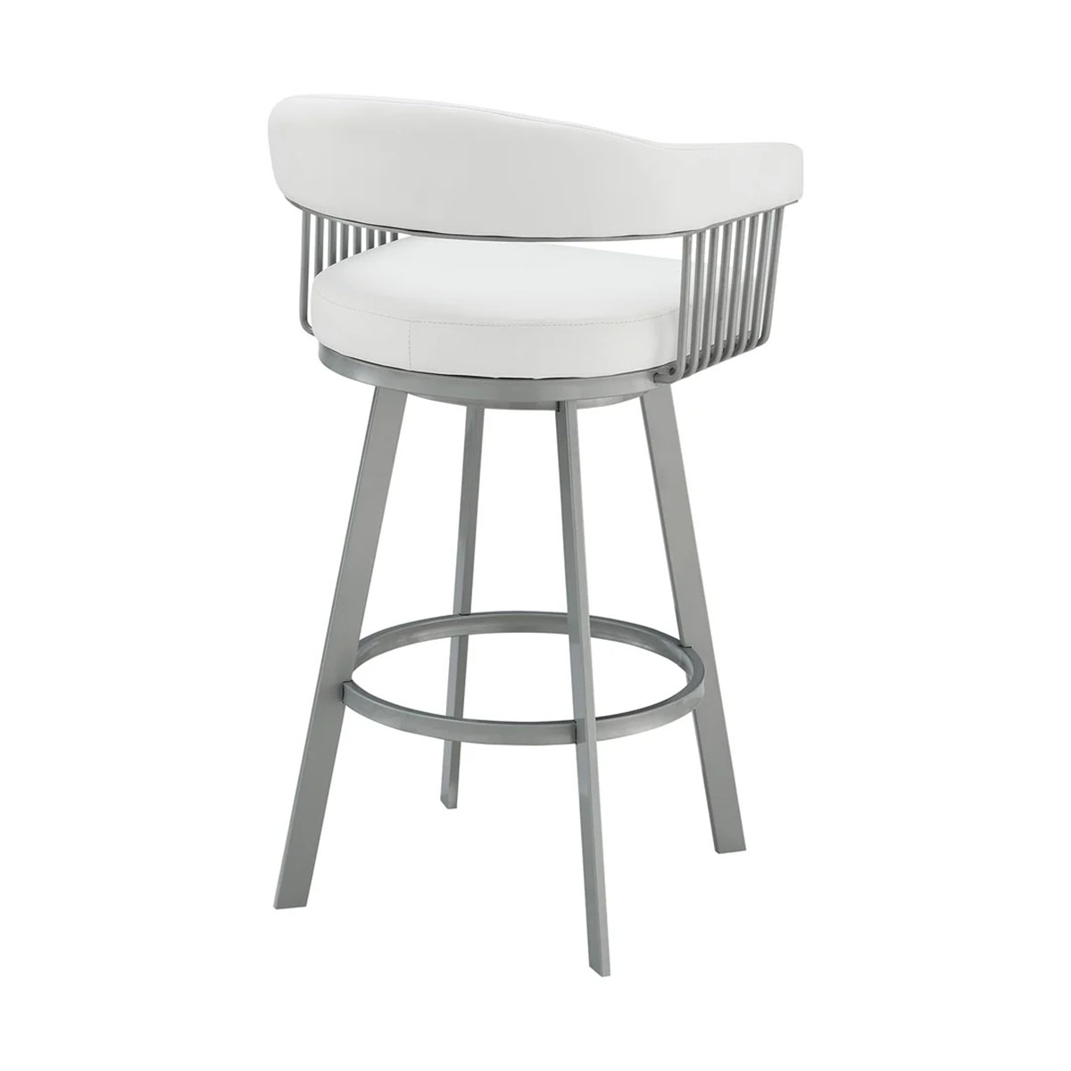 CHELSEA WHITE LEATHER & STEEL COUNTER STOOL