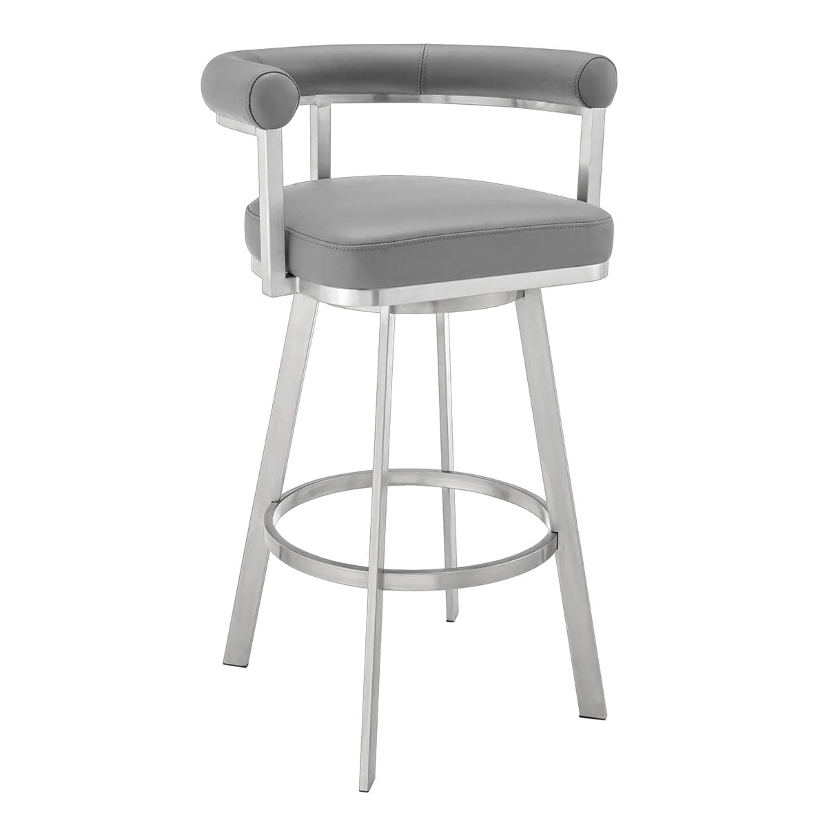 MAGNOLIA GREY LEATHER & STEEL COUNTER STOOL