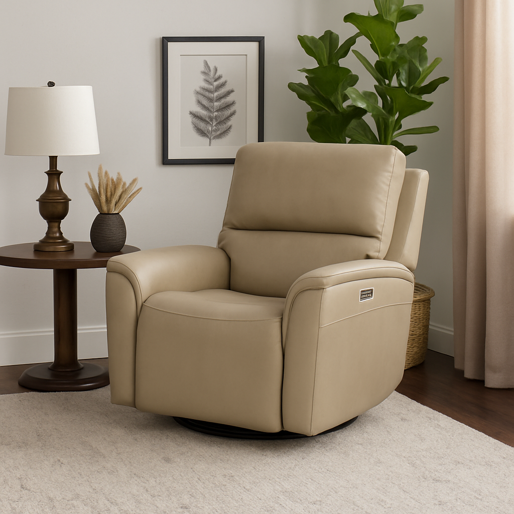 HENRY BEIGE SWIVEL GLIDER W/PHR/LUM/MAS