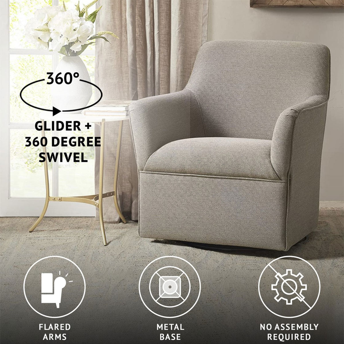 AUGUSTINE TAUPE SWIVEL GLIDER