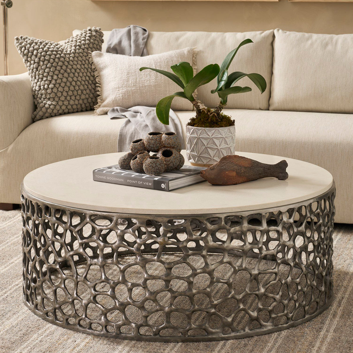 OASIS CORAL NICKEL COCKTAIL TABLE
