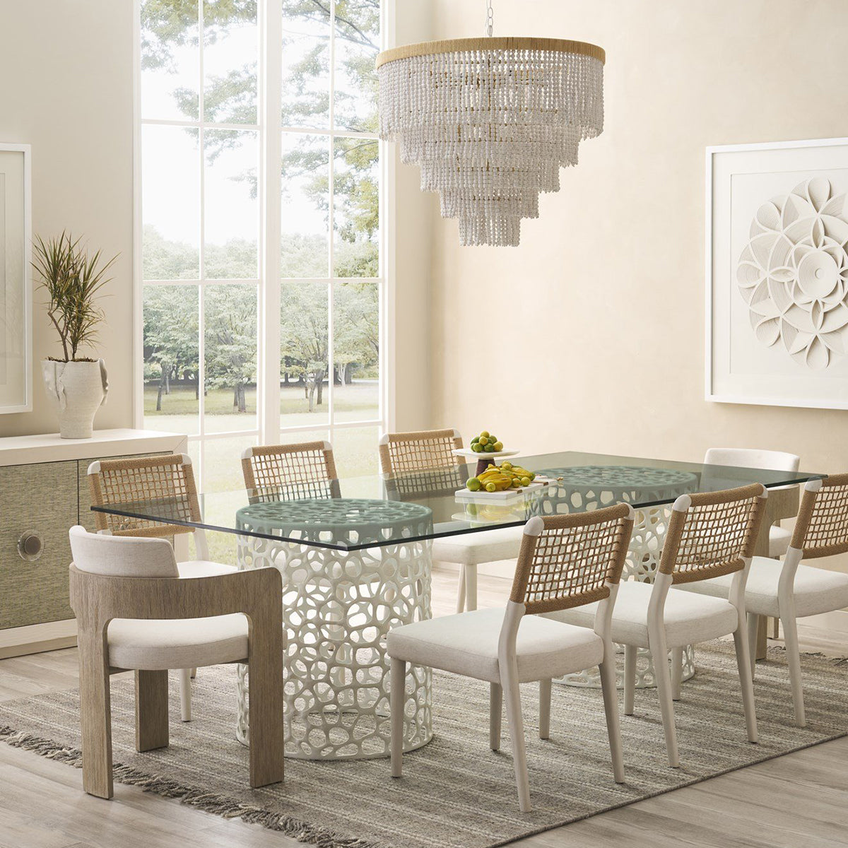 OASIS WH CORAL GLASS DINE TBLE