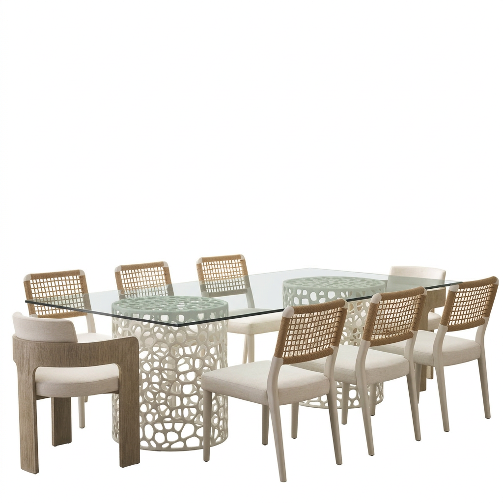 Oasis Wh Coral Gls 9pc Dine