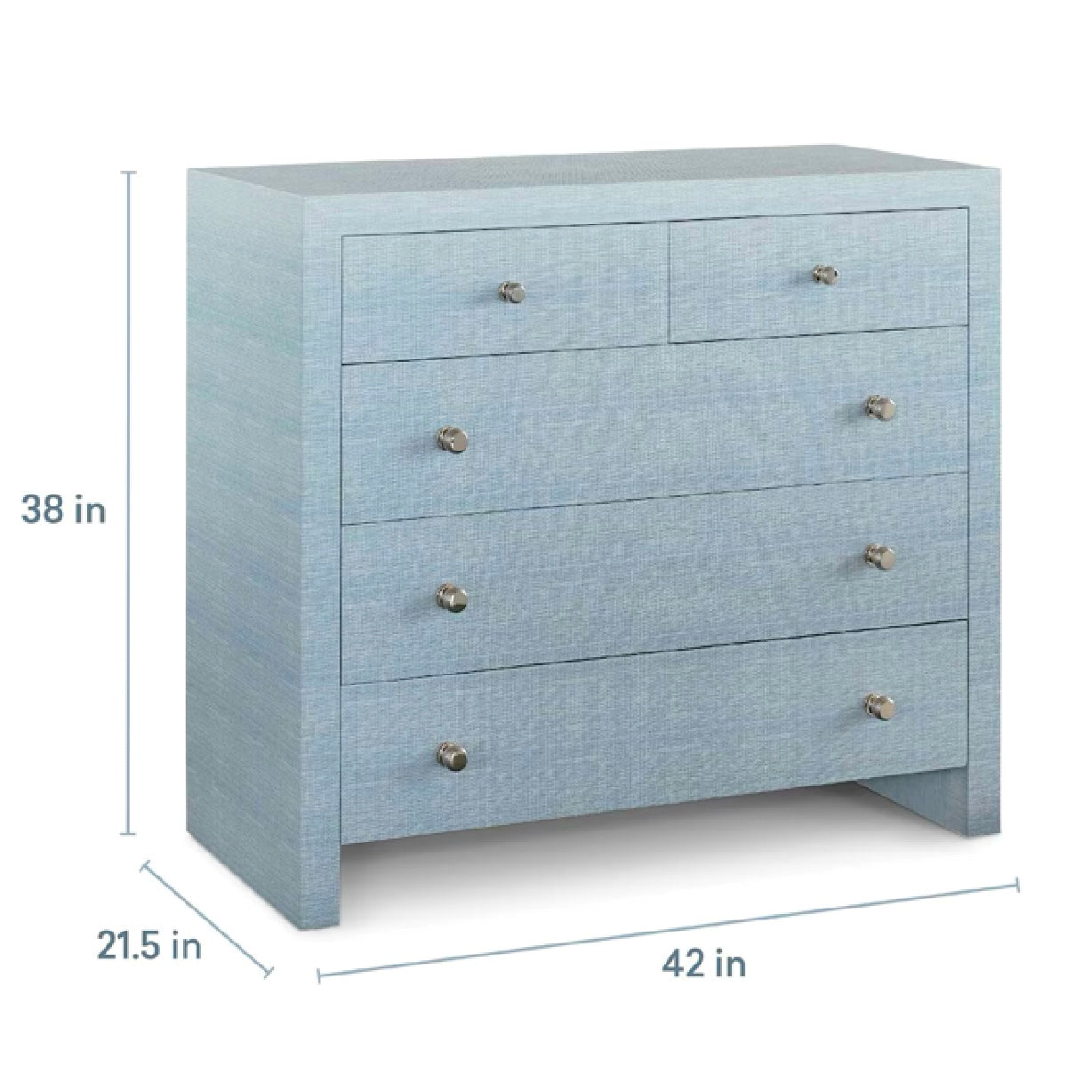 NEWBURY BLUE RAFFIA 5 DRAWER CHEST