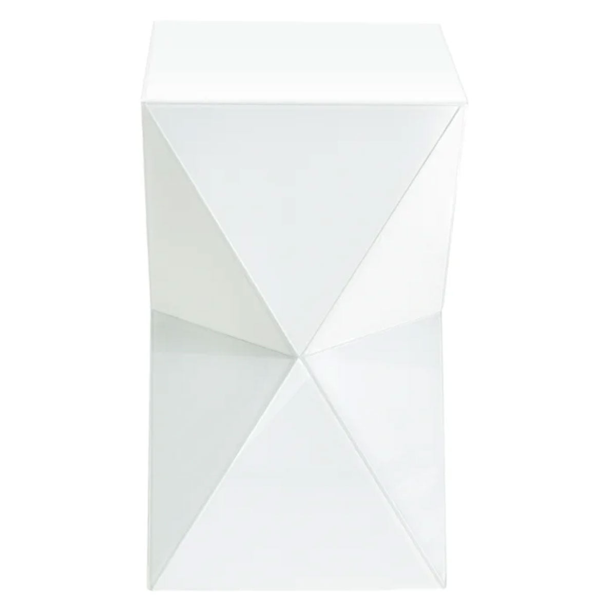 WHITE GLASS GEO PEDESTAL TABLE