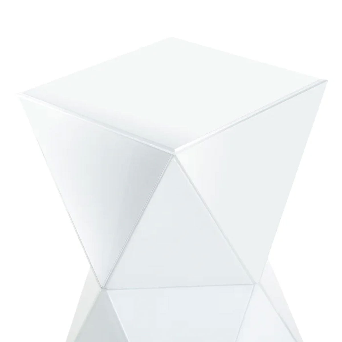 WHITE GLASS GEO PEDESTAL TABLE