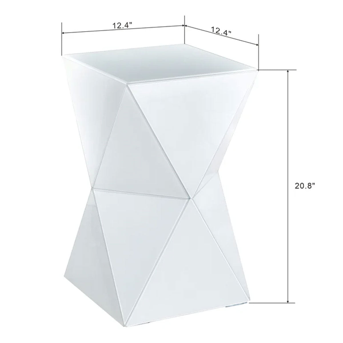 WHITE GLASS GEO PEDESTAL TABLE