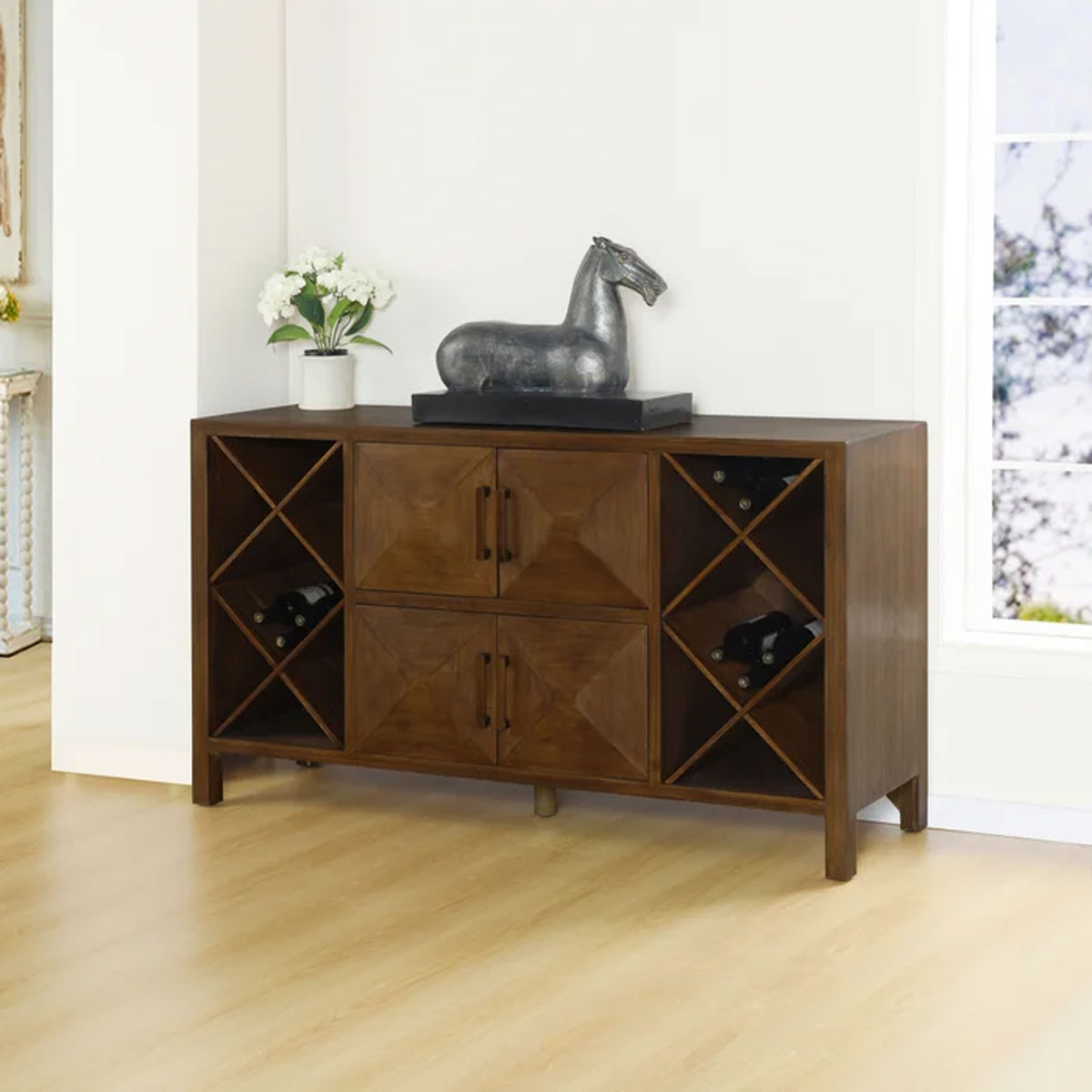 4DR BUFFET W/ WINE BOTTLE STOR
