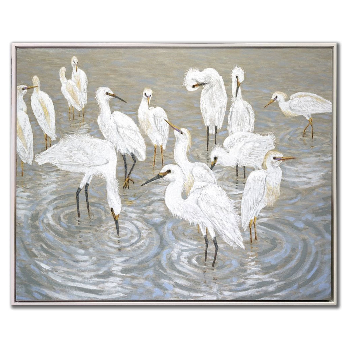 HERON & EGRETS MISTY DUNES ART