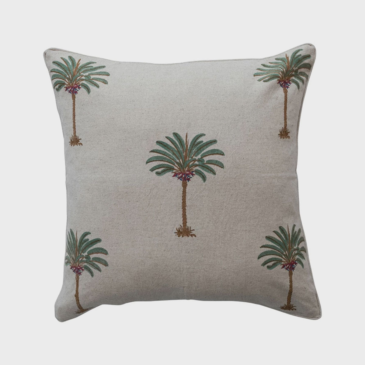24" Palm Linen Block Pillow