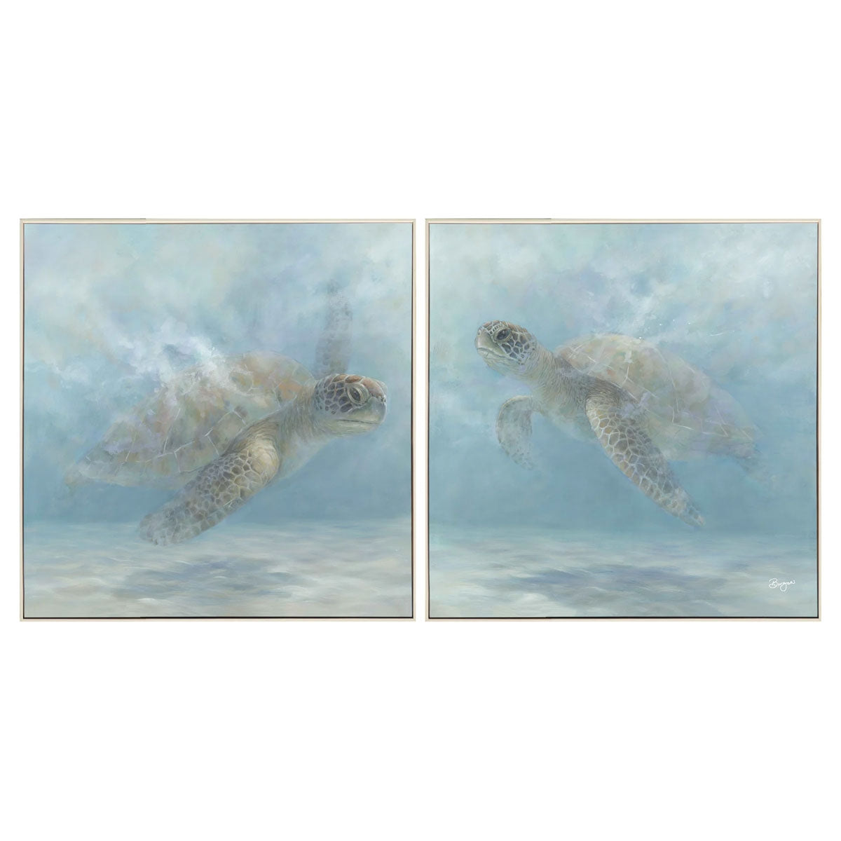 S/2 BLUE WATERS SEA TURTLE ART
