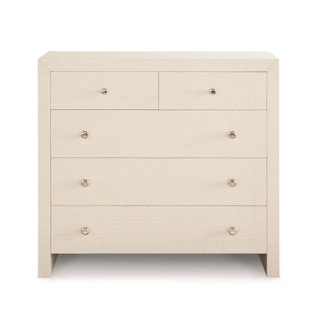 NEWBURY WHT RAFFIA 5DRW CHEST