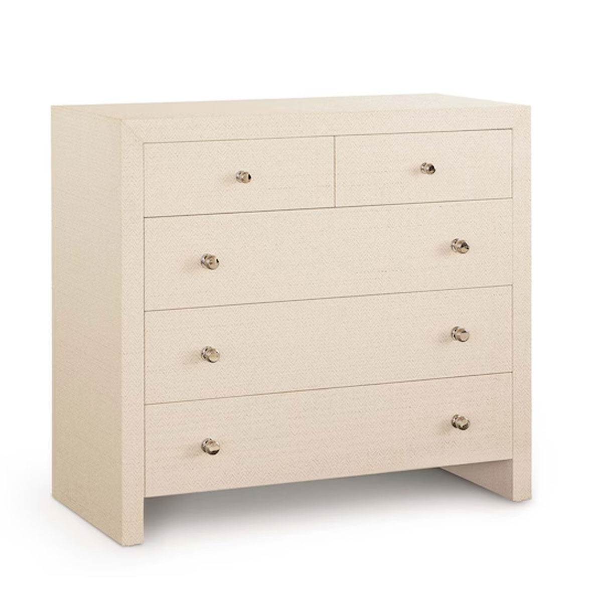 NEWBURY WHT RAFFIA 5DRW CHEST