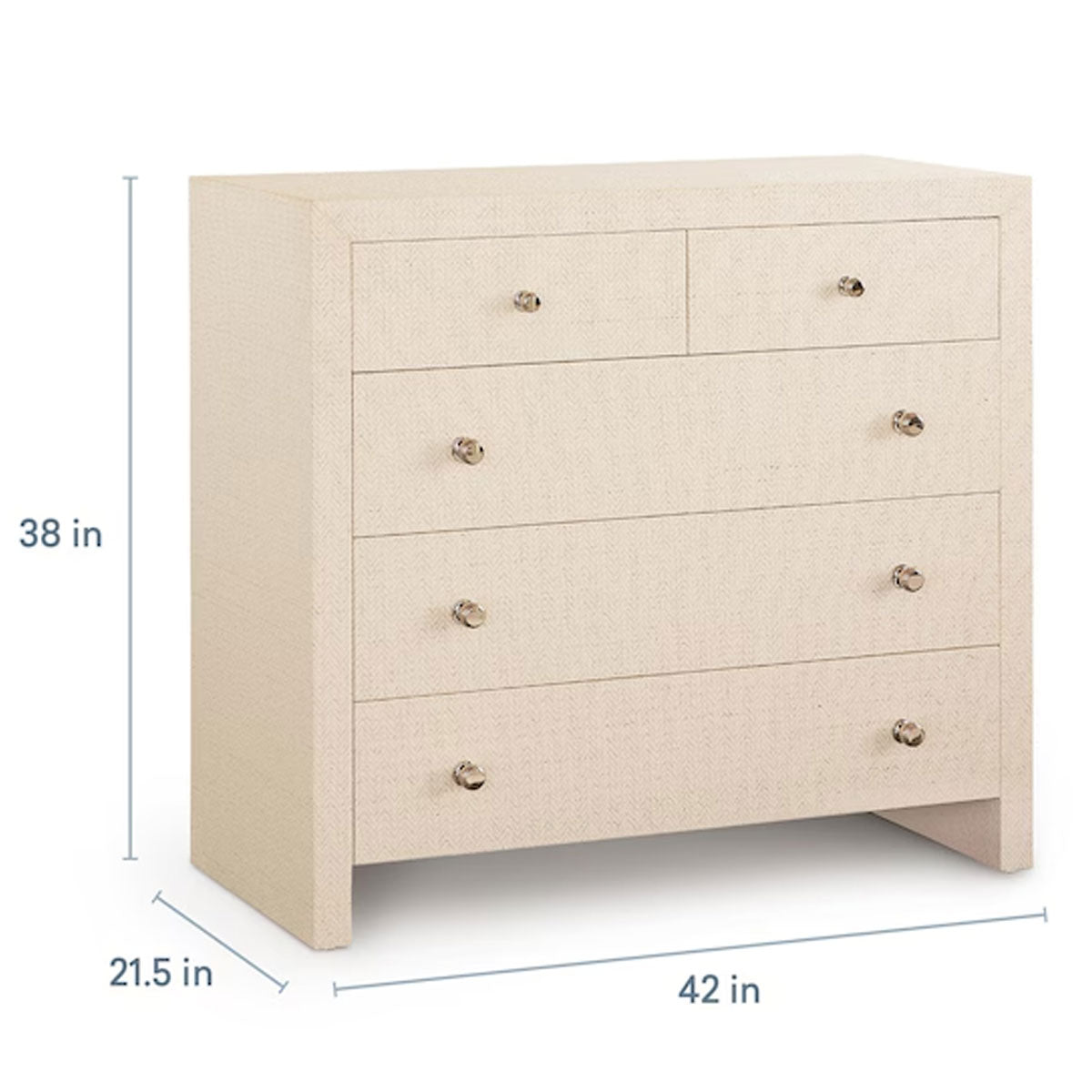 NEWBURY WHT RAFFIA 5DRW CHEST