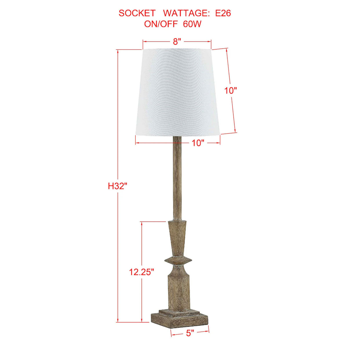 Joey Buffet Distressed Wood Buffet Lamp