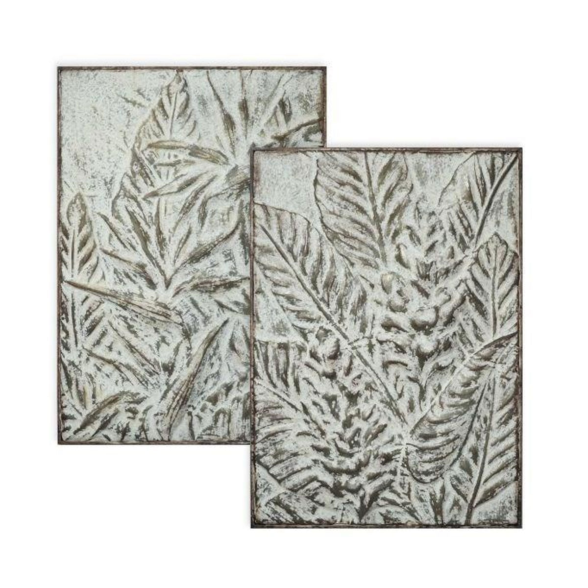 S/2 TROPICAL FLOWERS METAL ART