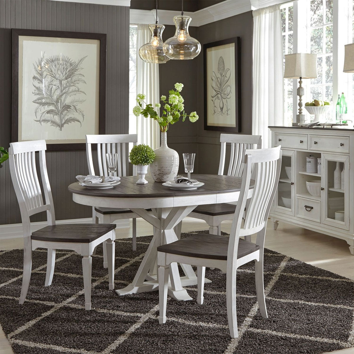 ALLYSON 5PC RND PED DINE SET