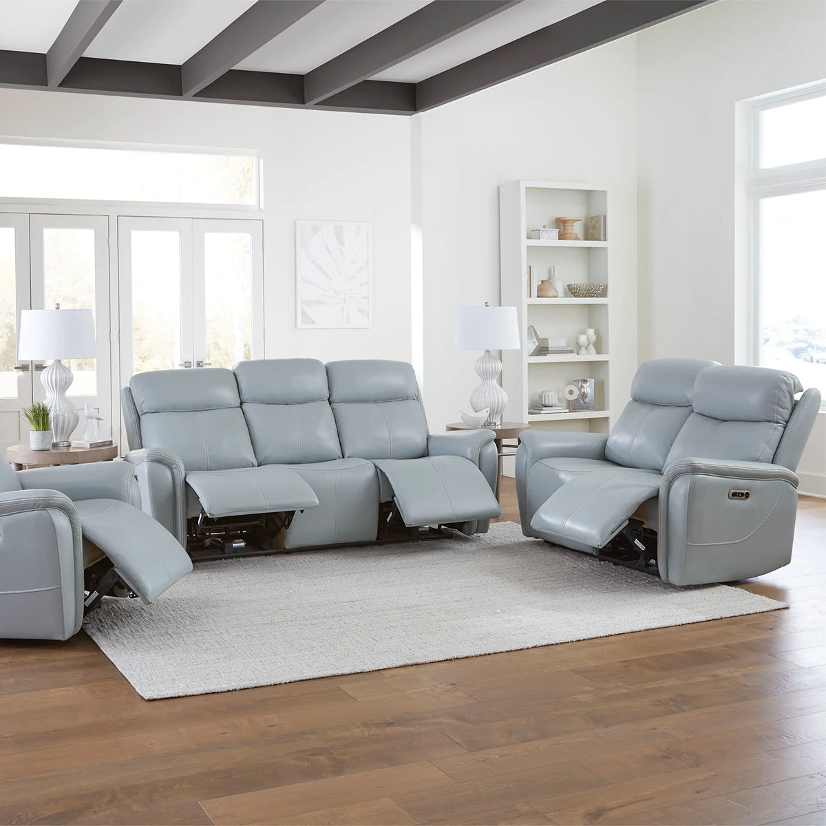 CASCADE LTHR MIST GRY PHR LOVESEAT